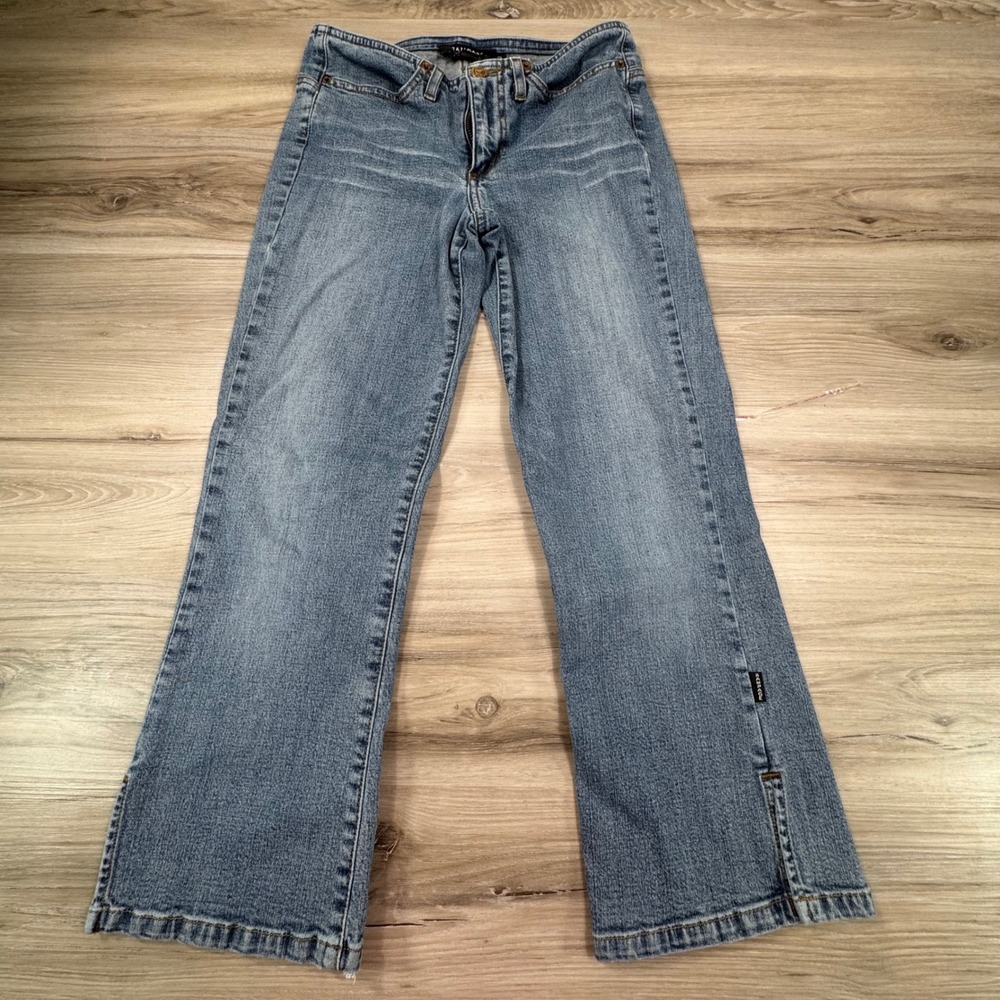Rampage Jeans Size 3 Blue Denim Low Rise Flare Split Hem Y2K Vintage Boho Grunge